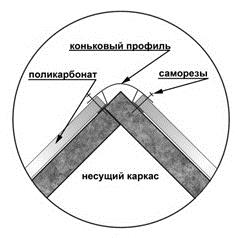 Схематичное изображение поликарбонатного конька